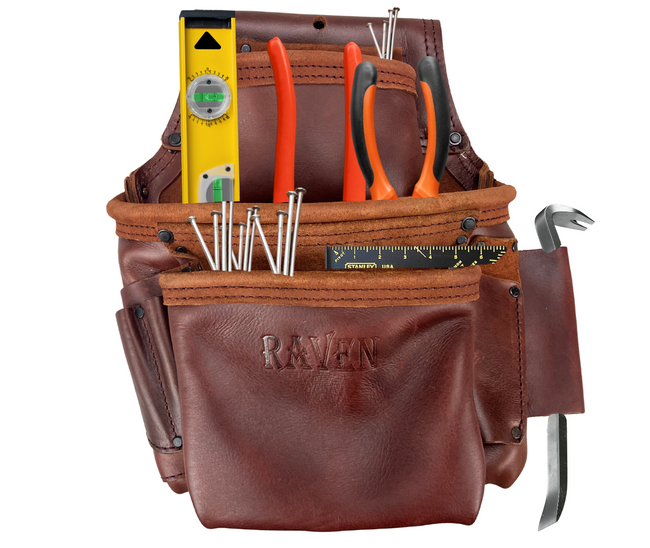 3 Pouch Professional's Heavy Duty Fastener Tool Pouch | Full Grain Oil Tanned Leather