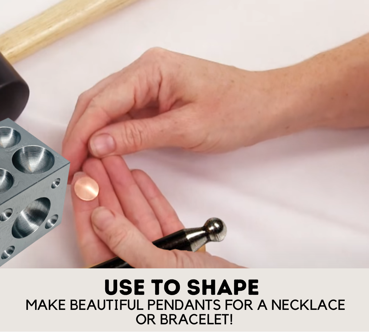 2-1/2 Inch Square Steel Dapping Block with Half-Round Shapes  - TJ-44101