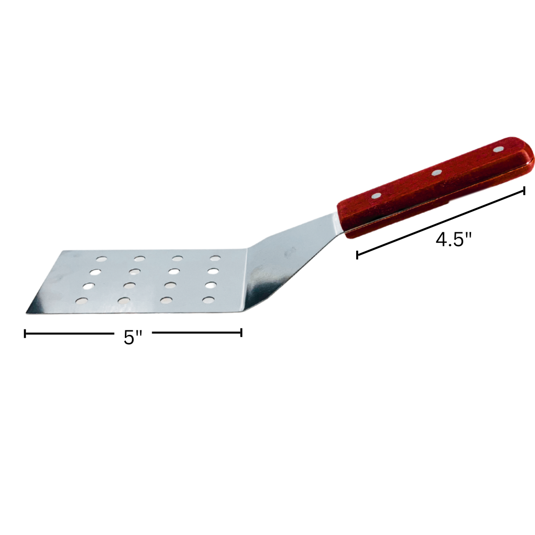 Premium Stainless Steel Perforated Grill Turner Spatula with Wooden Handle