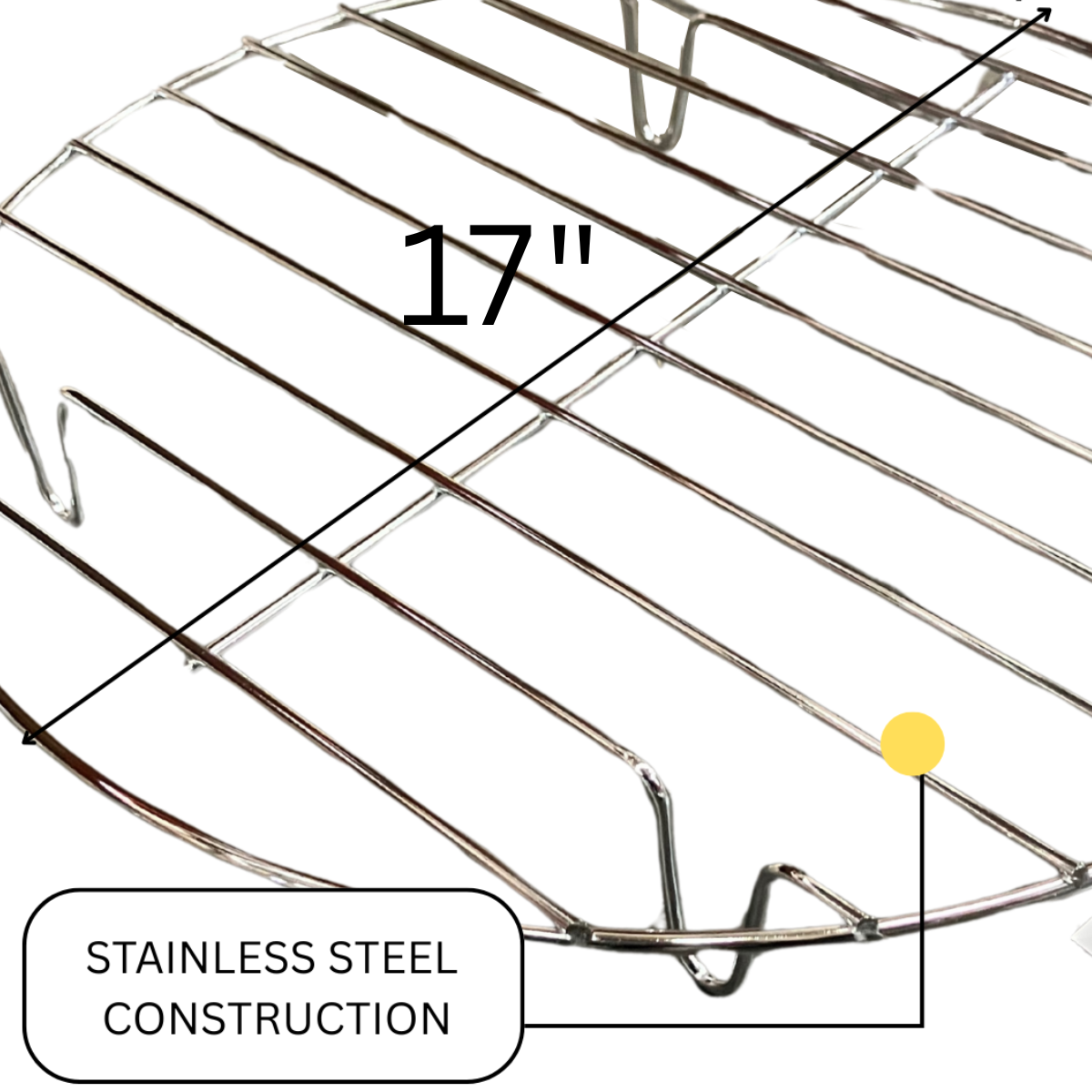 17" Stainless Steel Steamer Rack – Round Steaming Rack for Pots, Pressure Cookers, and Pans – 1-3/4" Lift Height – Heavy Duty Cooking and Cooling Rack – Rust-Resistant (Copy)