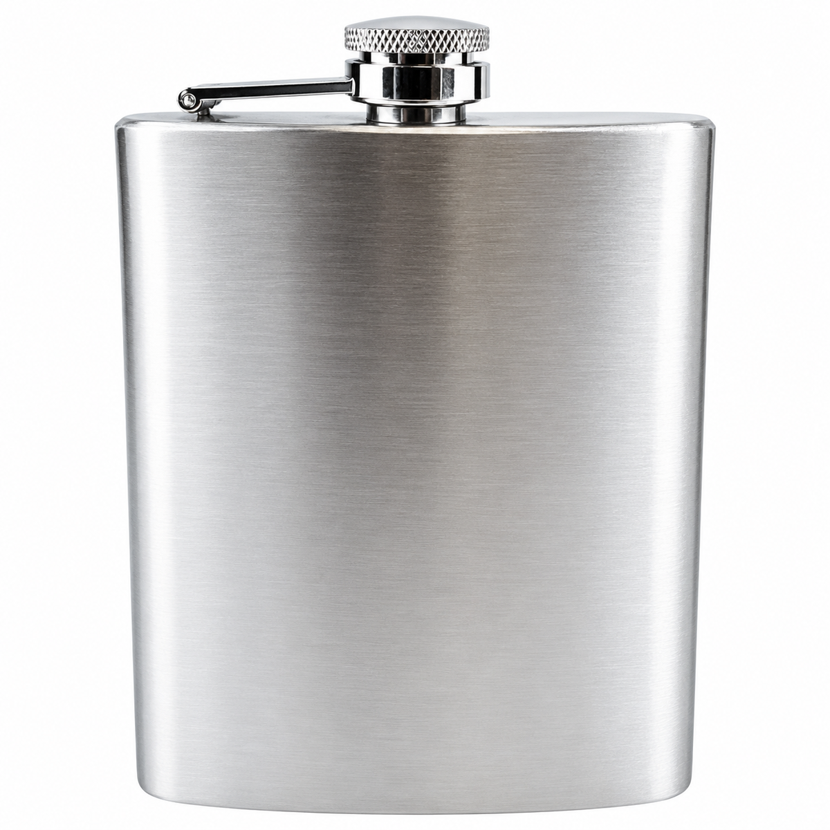 8 oz Stainless Steel Hip Flask with Attached Screw Cap – Brushed Silver Finish, Portable Pocket Flask for Camping, Travel, Outdoor Activities & Gifts