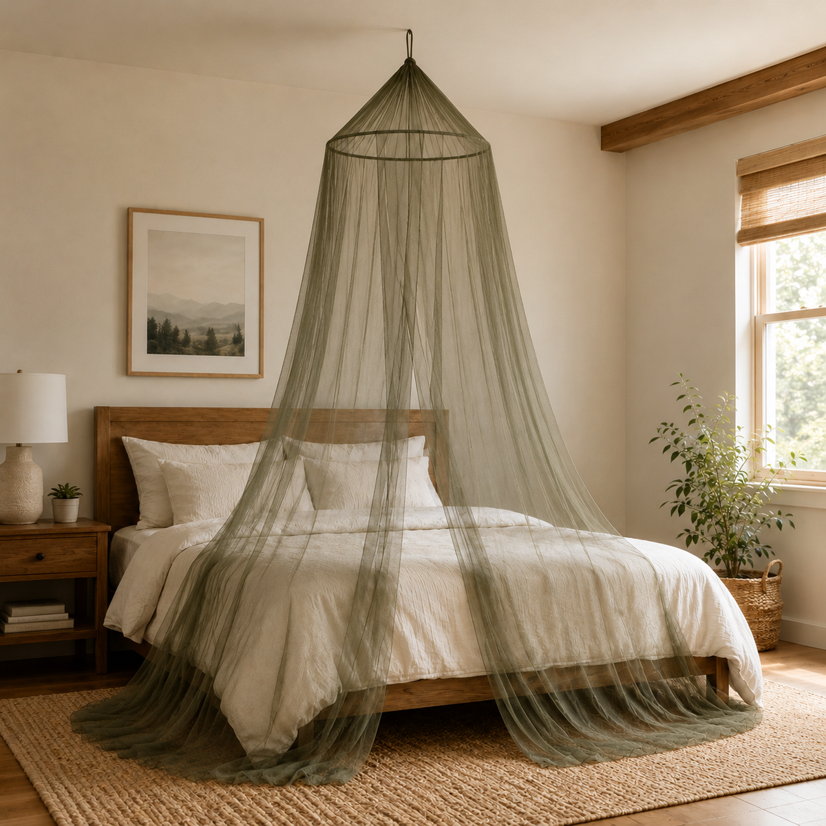 Olive Green Mosquito Bed Net with Hanging Ring  - CAM-90617