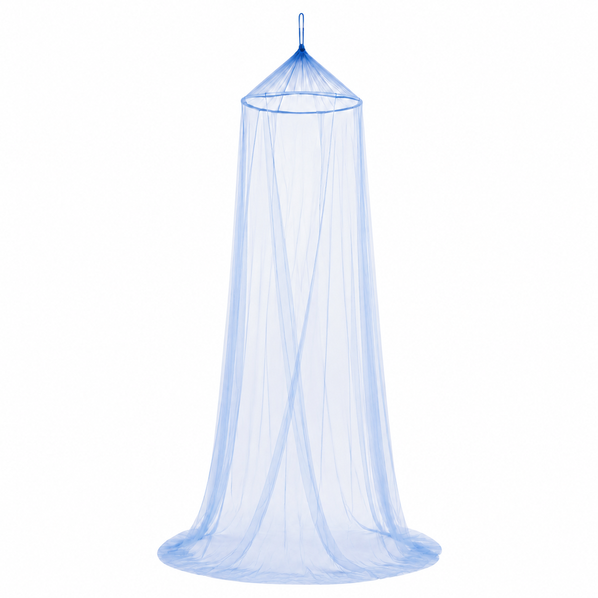Blue Mosquito Bed Net with Hanging Ring, 100% Polyester, 8.2-Foot Height, 26.2-Foot Bottom Circumference – CAM-90619
