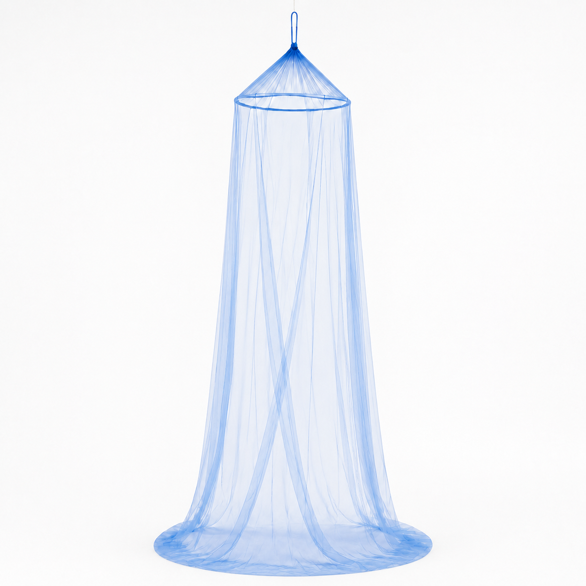 Blue Mosquito Bed Net with Hanging Ring, 100% Polyester, 8.2-Foot Height, 26.2-Foot Bottom Circumference – CAM-90619
