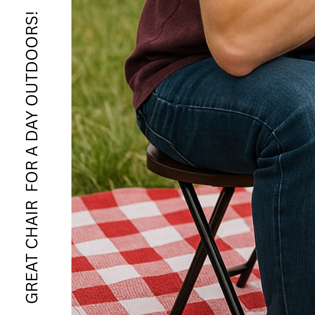 Portable Folding Chair with Wooden Seat