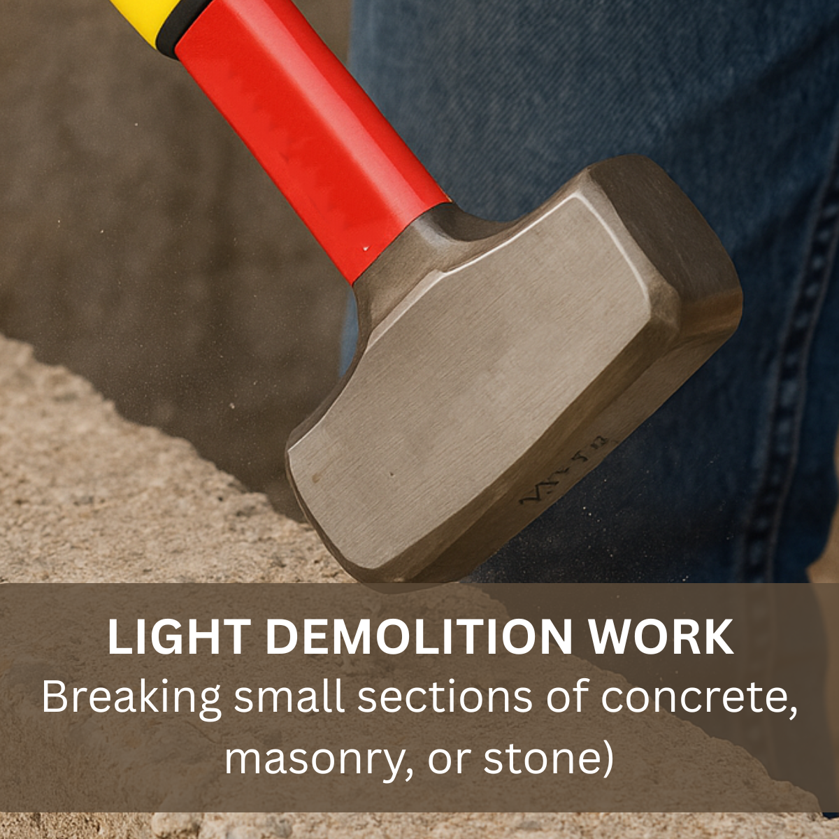 2 lb Drilling Steel Hammer – Heavy Duty Mini Sledge Hammer for Masonry, Stone, Metal, and Demolition Work – Anti-Slip Rubber Grip Handle – 10" Length – Compact Club Hammer