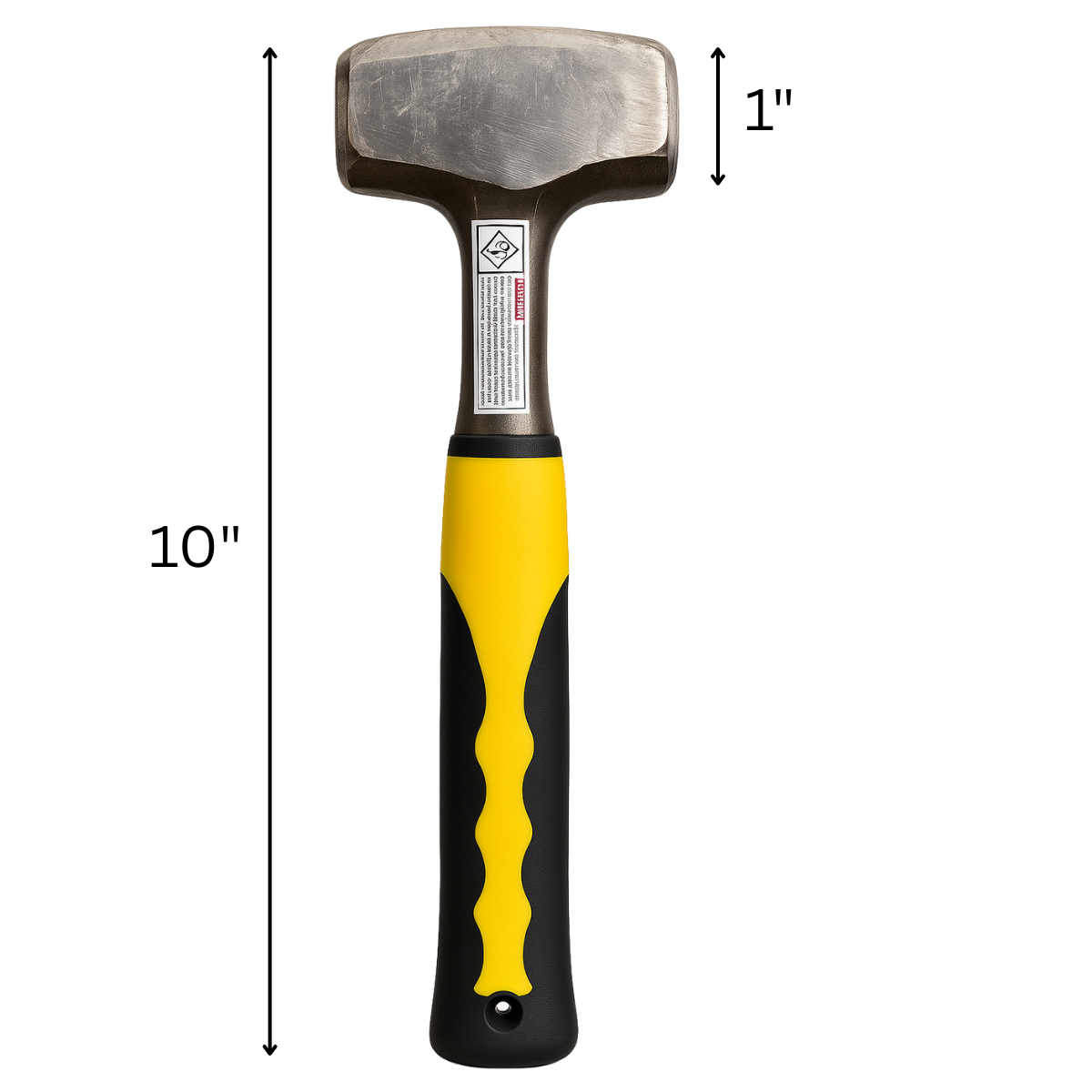 2 lb Drilling Steel Hammer – Heavy Duty Mini Sledge Hammer for Masonry, Stone, Metal, and Demolition Work – Anti-Slip Rubber Grip Handle – 10" Length – Compact Club Hammer