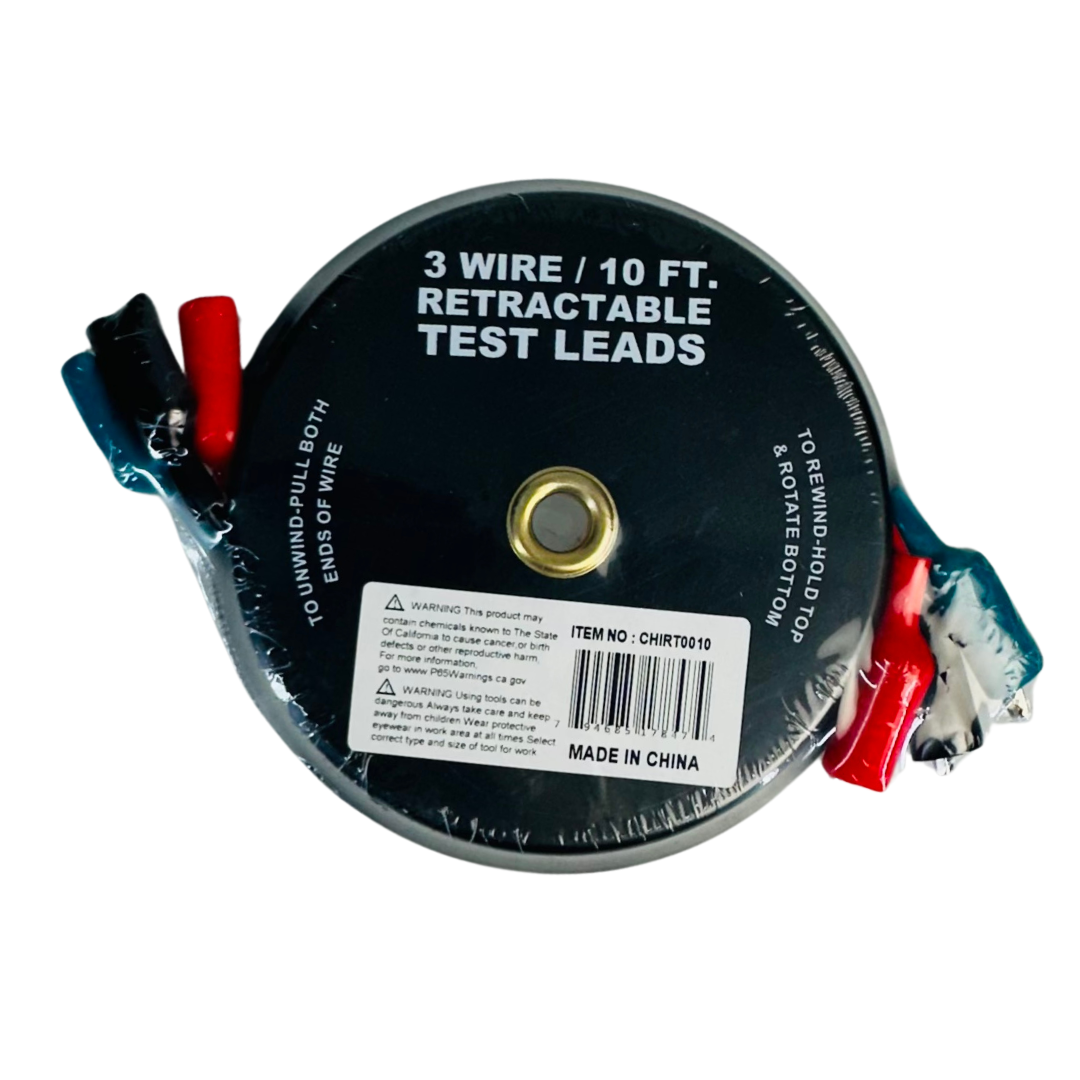 3 Wire Retractable Test Leads - 10-Foot Wire Length"