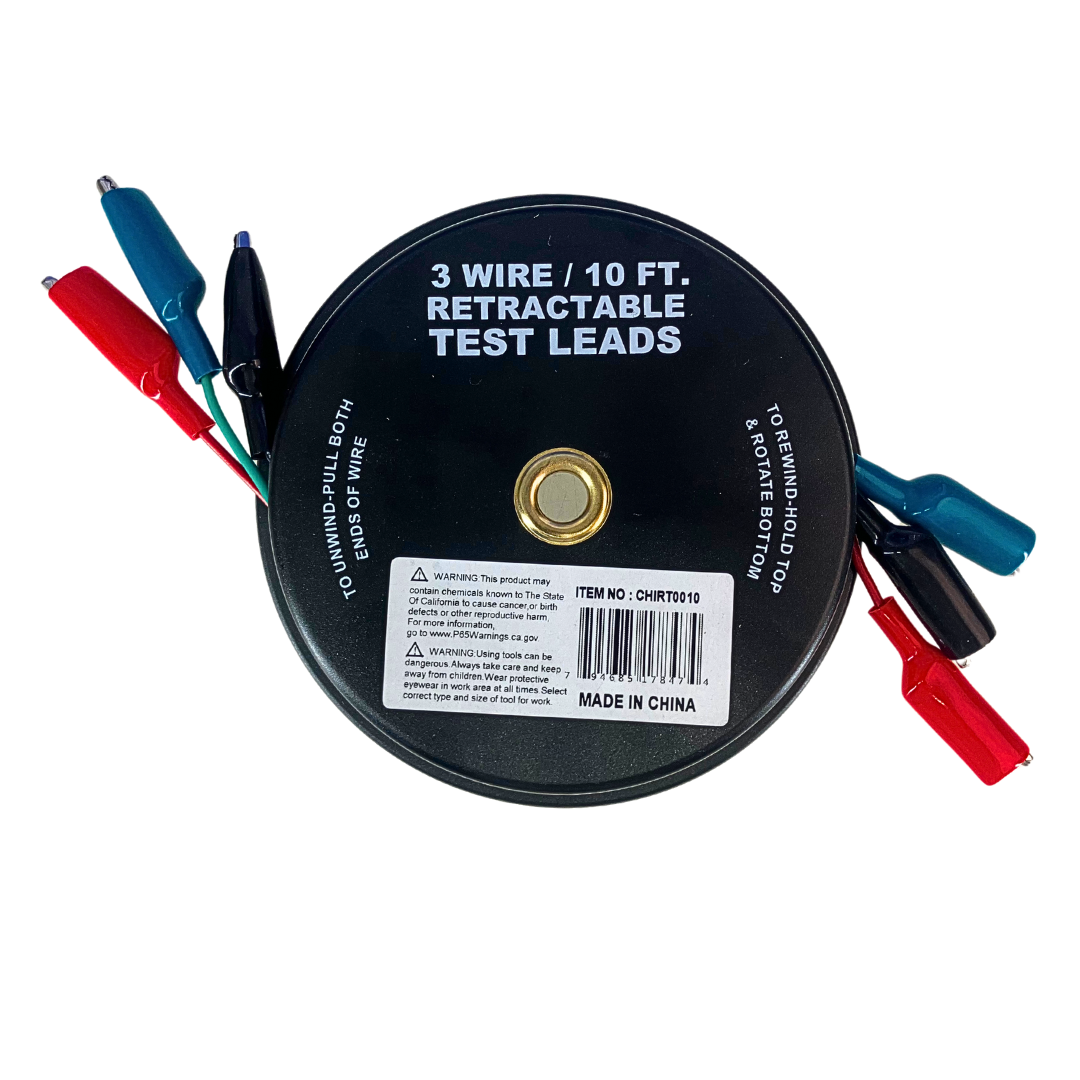 3 Wire Retractable Test Leads - 10-Foot Wire Length – ToolUSA