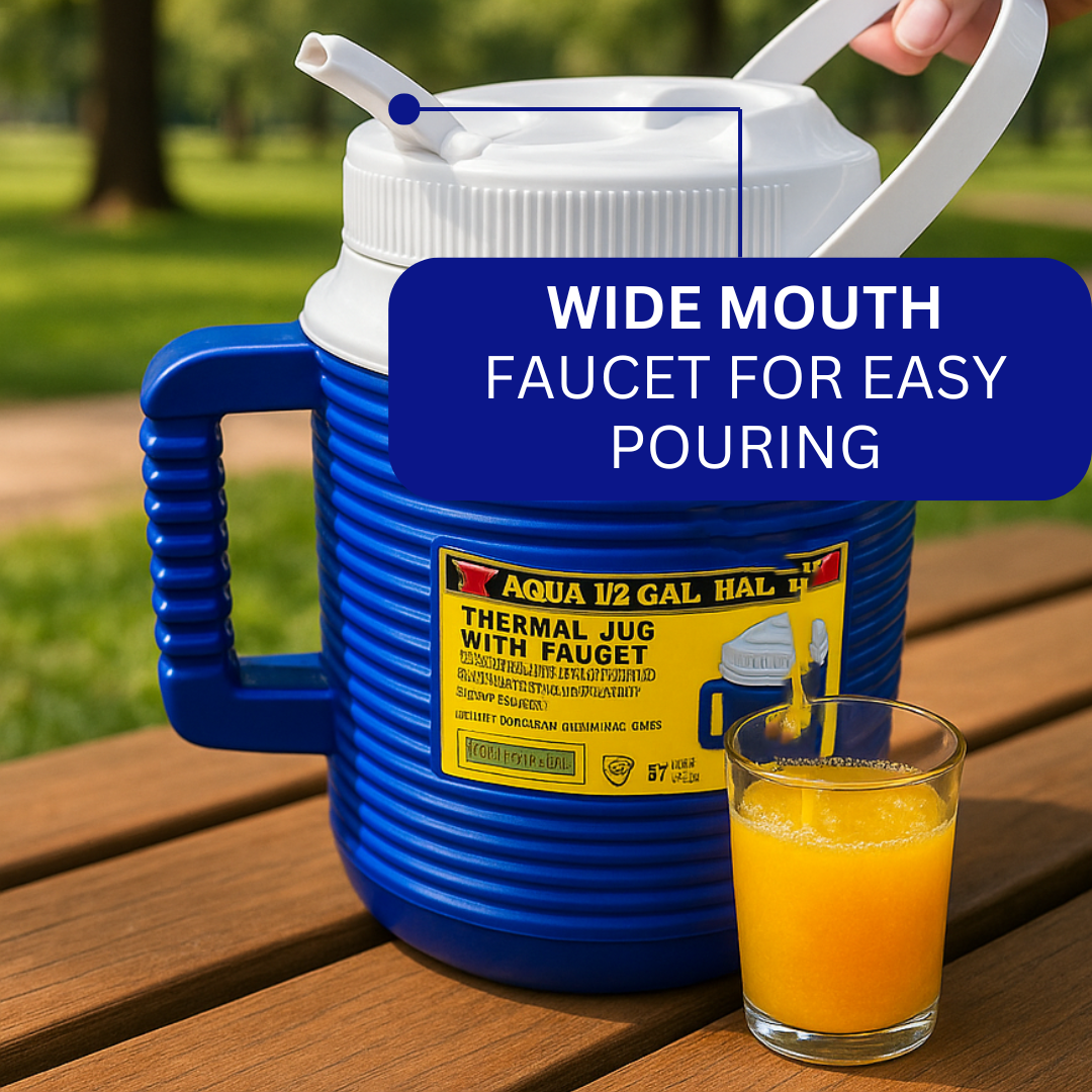 2 Pc. Thermal Jug Set – ½ Gallon + 900ml | Keeps Drinks Cold for Hours | Leakproof Wide Mouth with Spout | Ideal for Camping, Sports & Outdoors