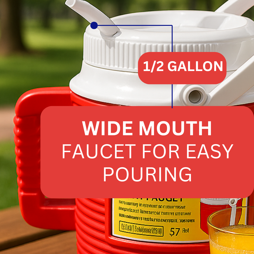 4 Pc. Thermal Jug Set – 5 Gal, 2 Gal, ½ Gal & 900ml | Cold Drink Cooler Dispenser with Faucet | Portable Insulated Water Jugs for Travel, Sports, Parties & Outdoor Adventures