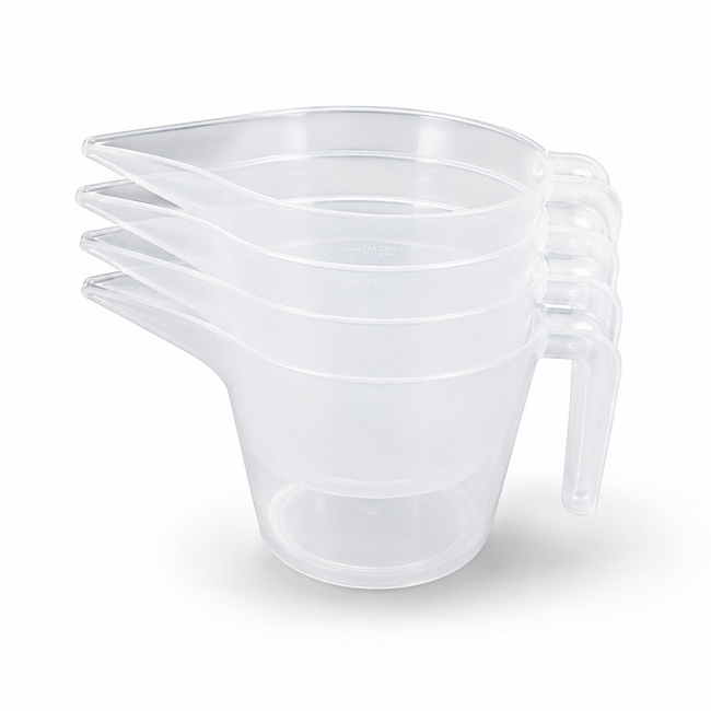 Clear Plastic Measuring Cups, 1 Cup Capacity, 4 Pack – BPA-Free Measuring Cups with Pour Spout, Handle & Measurement Markings – Microwave & Top-Rack Dishwasher Safe