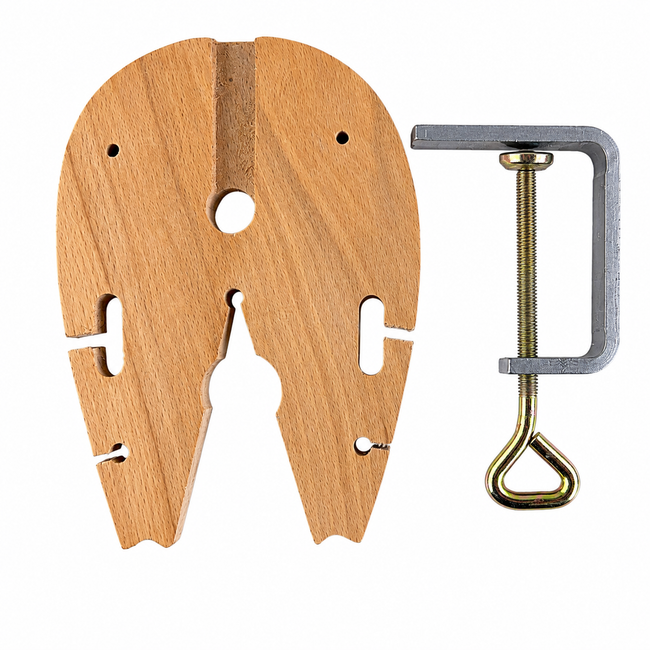 Horse Bench Pin with C-Clamp – Steam Beech Wood Jewelry Bench Pin, 6" x 4.25", Bench Mount Filing & Sawing Support for Jewelers, Metalsmiths, Wood Carvers & Hobby Crafts