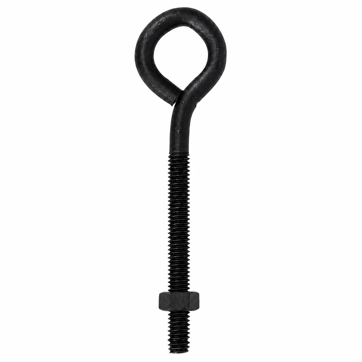 2 Pc. 5/16" x 5" Black Steel Eye Bolt with Hex Nut, Coarse Thread, Plain Finish, Interior/Exterior Use, Heavy Duty Threaded Eye Bolt for Hardware, Fastening, Anchoring & General Utility Applications