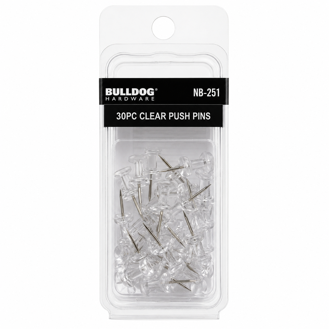 30 Clear Push Pins for Cork Boards, Bulletin Boards, Maps & Photos – Transparent Plastic Heads with Sharp Steel Points – Office, School & Home Thumb Tacks