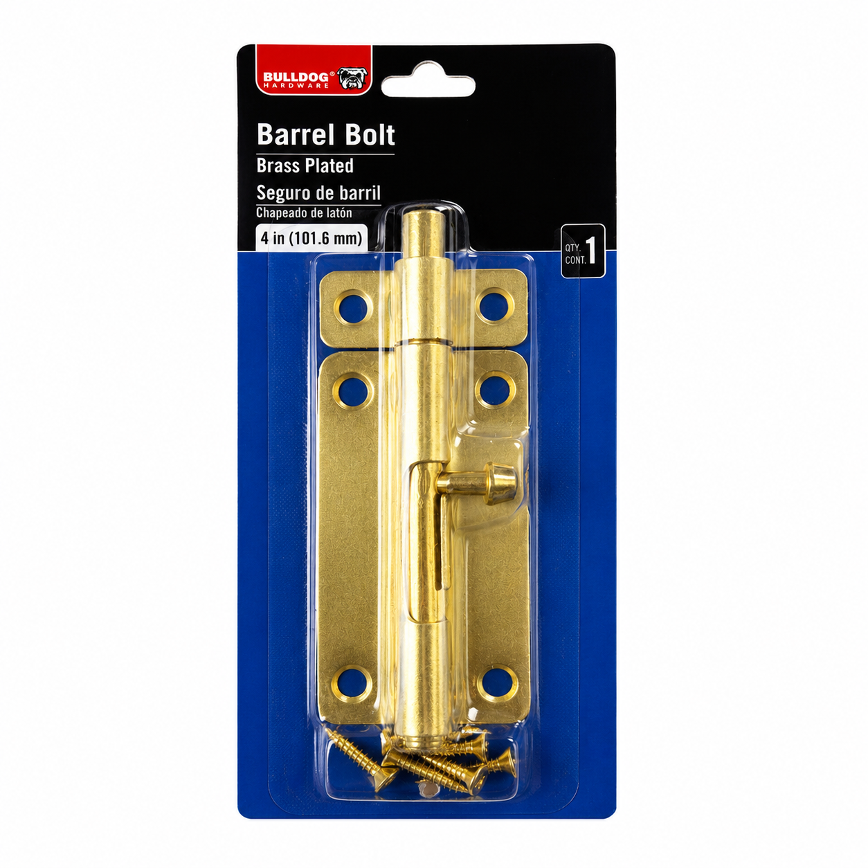 4-Inch Brass Plated Barrel Bolt Door Latch – Heavy Duty Sliding Barrel Lock with Mounting Screws – Security Lock for Doors, Gates, Fences, Cabinets & Sheds