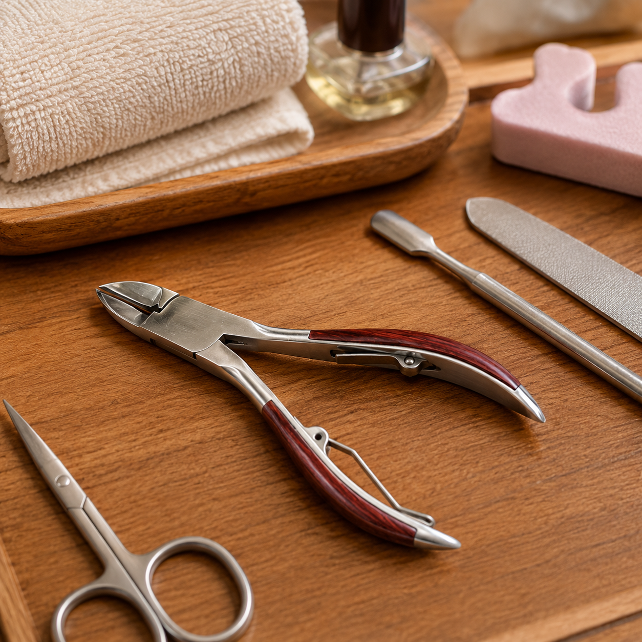 5 Inch Stainless Steel Nail Nipper with Inlaid Rosewood Handles – B-89081