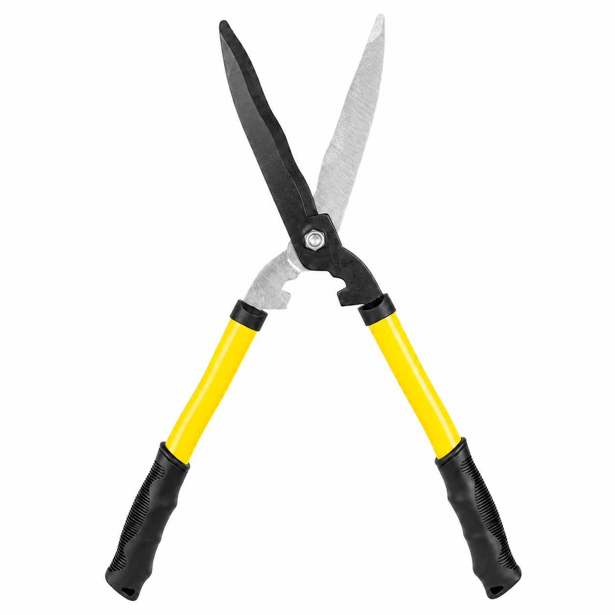 24 Inch Hedge Shears with Steel Blades, Manual Hedge Clippers for Trimming Hedges, Shrubs, Bushes & Garden Plants, Yellow Steel Handles with Black Comfort Grip