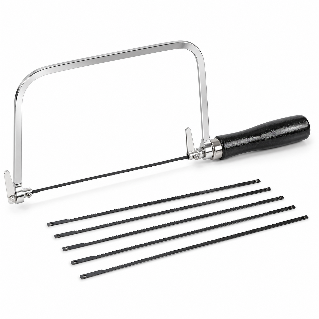 WEDGE 6" (15.2 cm) Coping Saw | Wooden Handle | Includes 5 Extra Replaceable Blades | Essential Tool for Every Workshop | Great For Precision Cutting Needs