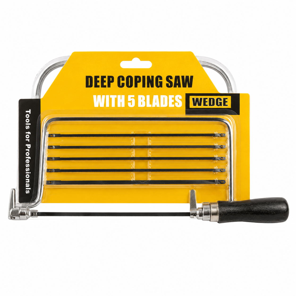 WEDGE 6" (15.2 cm) Coping Saw | Wooden Handle | Includes 5 Extra Replaceable Blades | Essential Tool for Every Workshop | Great For Precision Cutting Needs