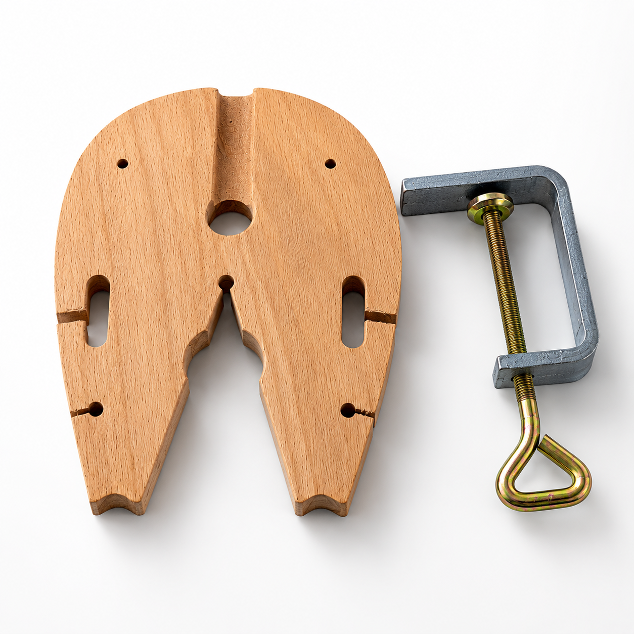 Horse Bench Pin with C-Clamp – Steam Beech Wood Jewelry Bench Pin, 6" x 4.25", Bench Mount Filing & Sawing Support for Jewelers, Metalsmiths, Wood Carvers & Hobby Crafts