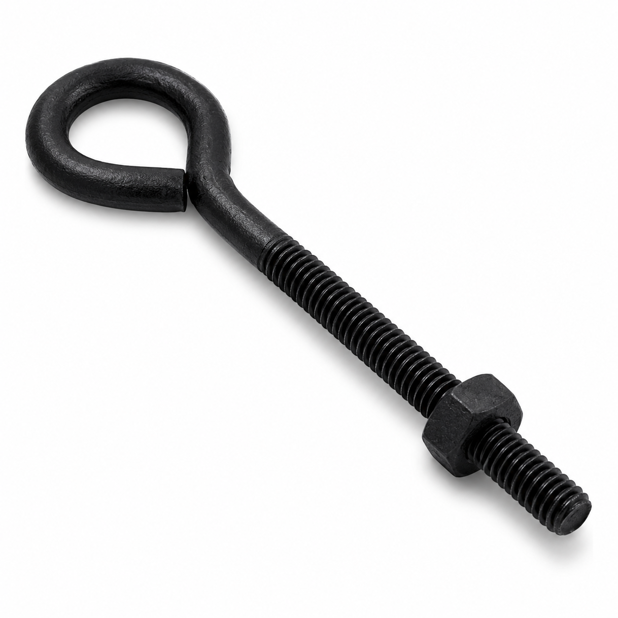 2 Pc. 5/16" x 5" Black Steel Eye Bolt with Hex Nut, Coarse Thread, Plain Finish, Interior/Exterior Use, Heavy Duty Threaded Eye Bolt for Hardware, Fastening, Anchoring & General Utility Applications