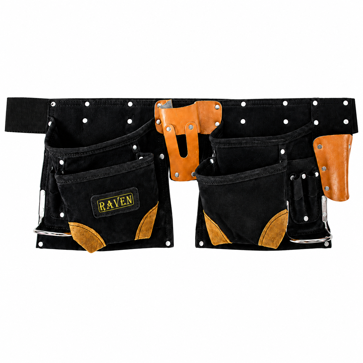 Black Suede Tool Belt with 12 Pockets  - AS2103A-BLK