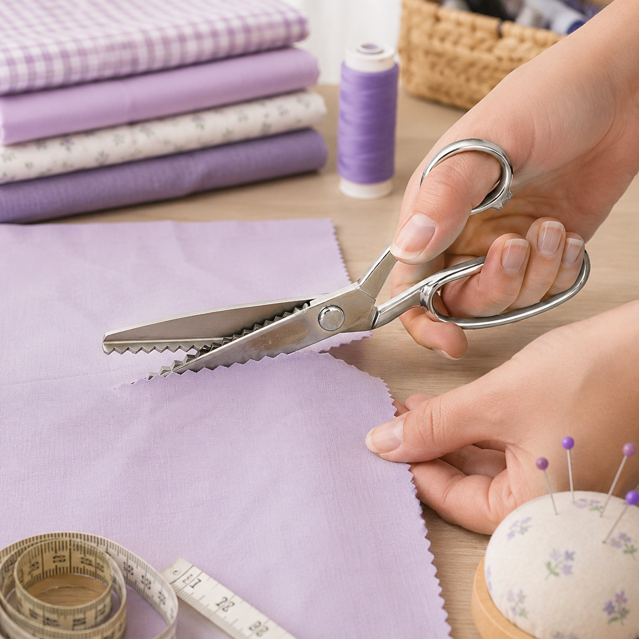 8 Inch Heavy Duty Pinking Shears, All-Metal Chrome-Plated Fabric Scissors with 4 Inch Zigzag Blades, Classic Wave Cut, Large Traditional Handle for Sewing, Tailoring and Crafts – SC-52800