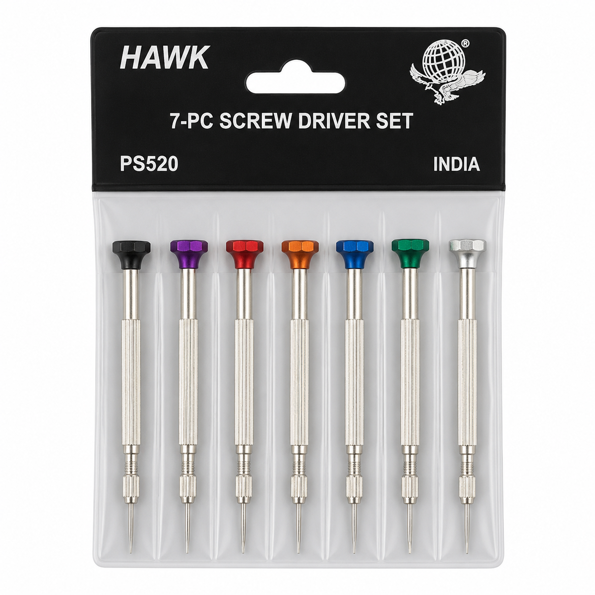 7 Piece Precision Flat Head Screwdriver Set, Color Coded Watch Repair Screwdrivers, Reversible Double Ended Blades, Textured Handles, Sizes 0.5mm to 1.5mm for Watches, Jewelry, Eyeglasses & Small Electronics