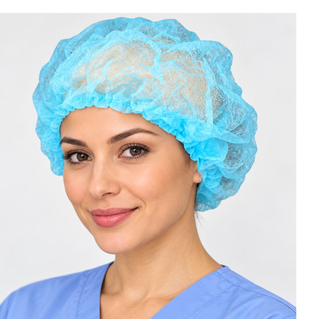 100 Pc. Disposable Blue Bouffant Hair Caps – Lightweight Breathable Hair Nets for Cleaning, Food Service, Healthcare & Workplace Use