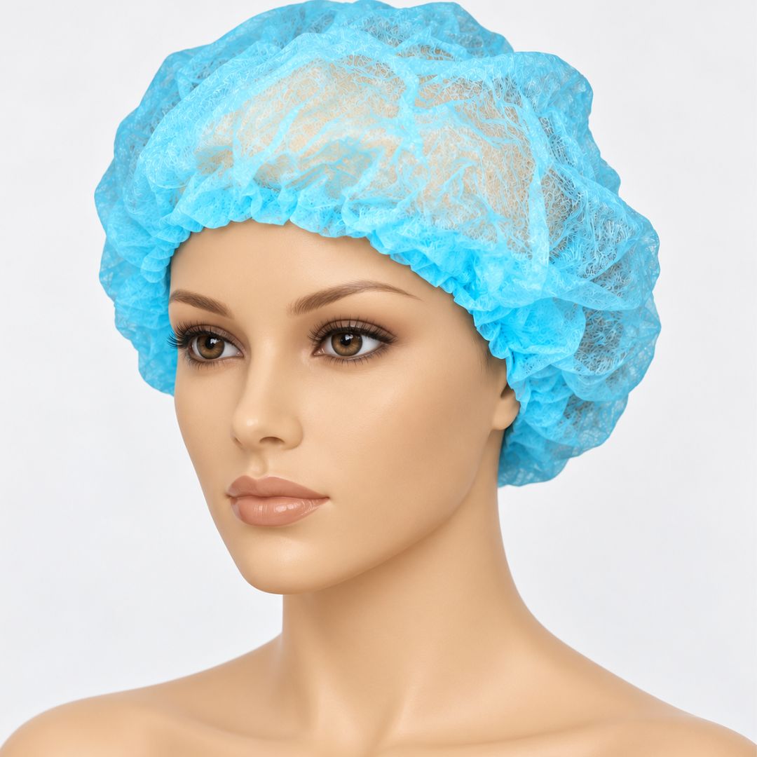 100 Pc. Disposable Blue Bouffant Hair Caps – Lightweight Breathable Hair Nets for Cleaning, Food Service, Healthcare & Workplace Use