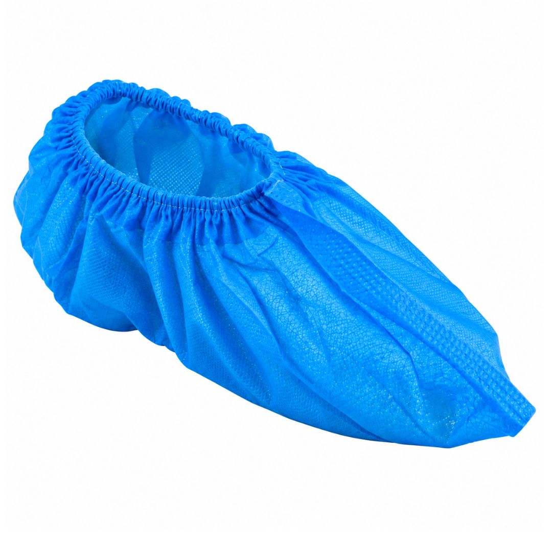 Disposable Blue Shoe Covers with Elastic Ankle Opening – Lightweight Non-Woven Protective Booties for Indoor Use, Cleaning, Construction, Painting & Workplace Protection