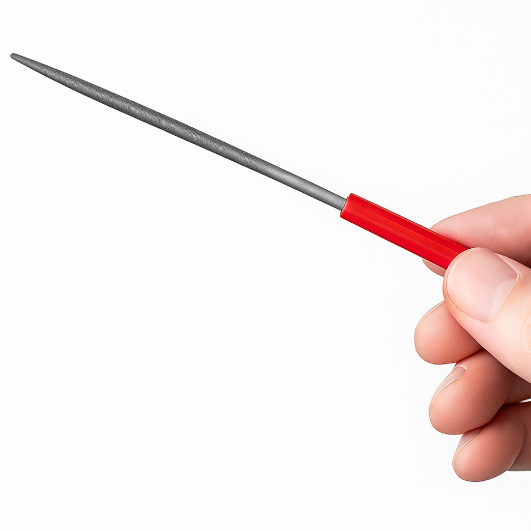 10 Piece Needle File Set – 5.5" Mini Precision File Tools with Red Handles – For Metal, Wood, Plastic, Jewelry, and Hobby Craft Detailing