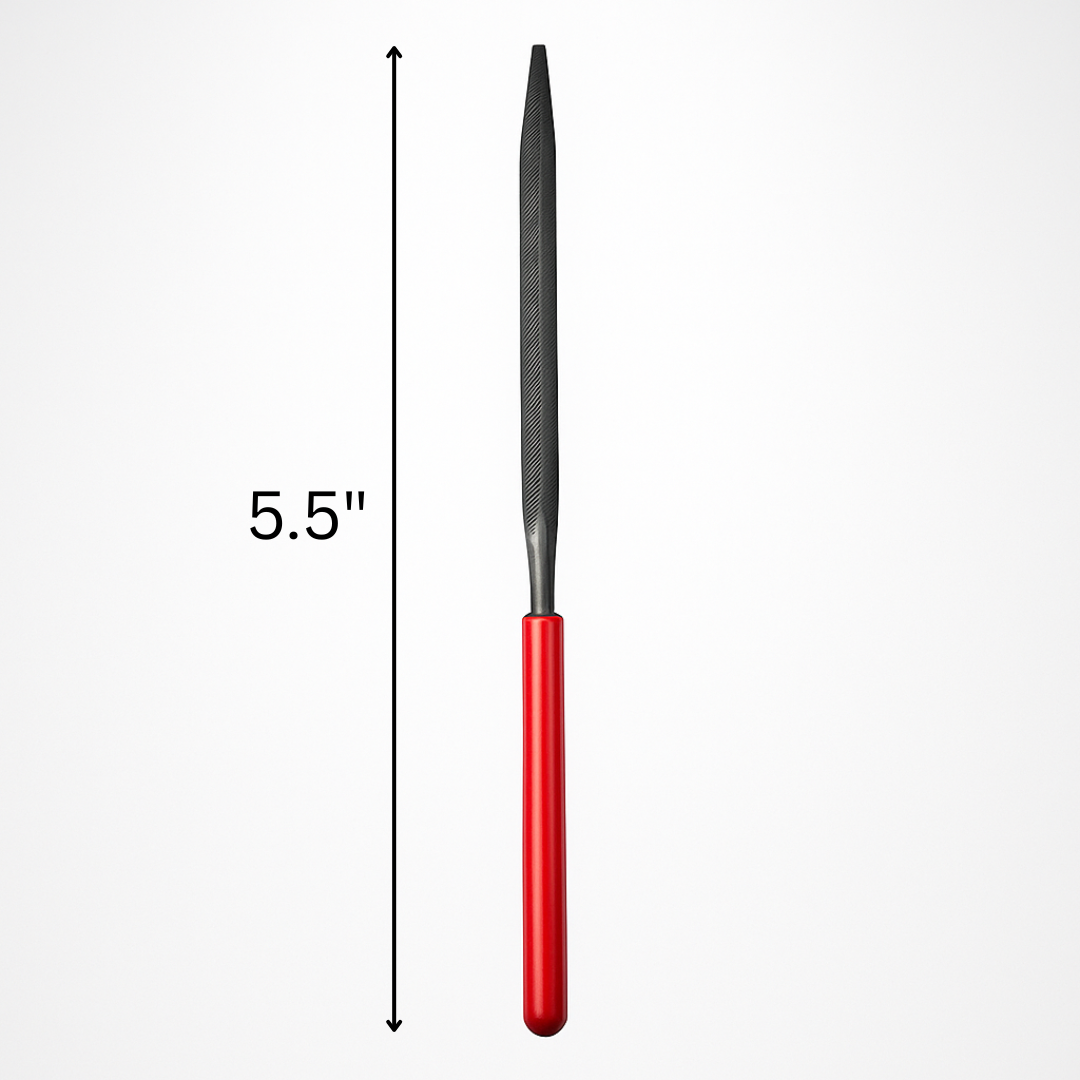 10 Piece Needle File Set – 5.5" Mini Precision File Tools with Red Handles – For Metal, Wood, Plastic, Jewelry, and Hobby Craft Detailing