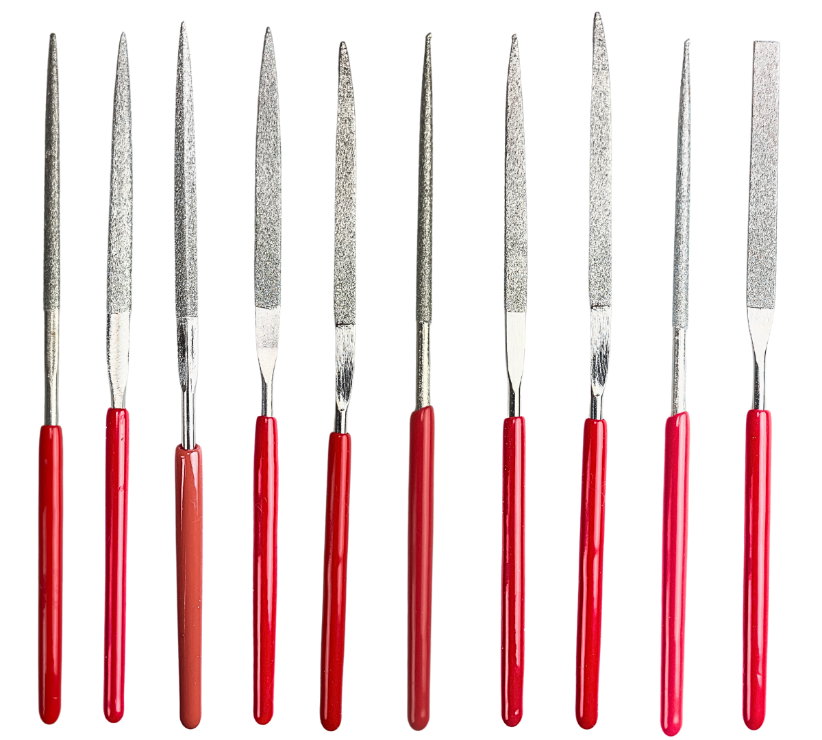 10 Piece Set Of Mini Diamond Files 100mm x 2mm With PVC Handles - F-24 ...