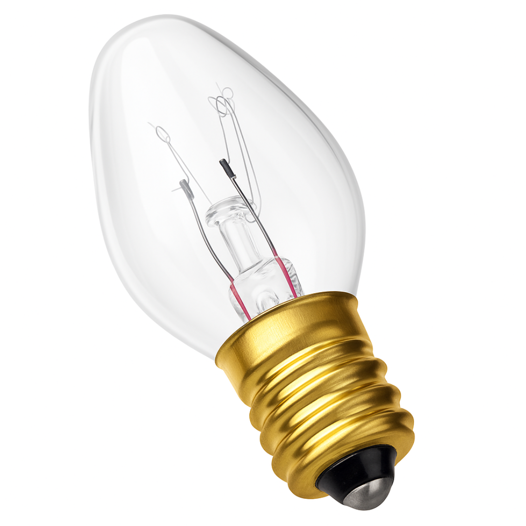 (5 PACK) C7 Clear 120V 4W Bulb – E12 Candelabra Base Night Light Bulb – Replacement for Salt Lamps, String Lights, Wax Warmers & Holiday Decorations