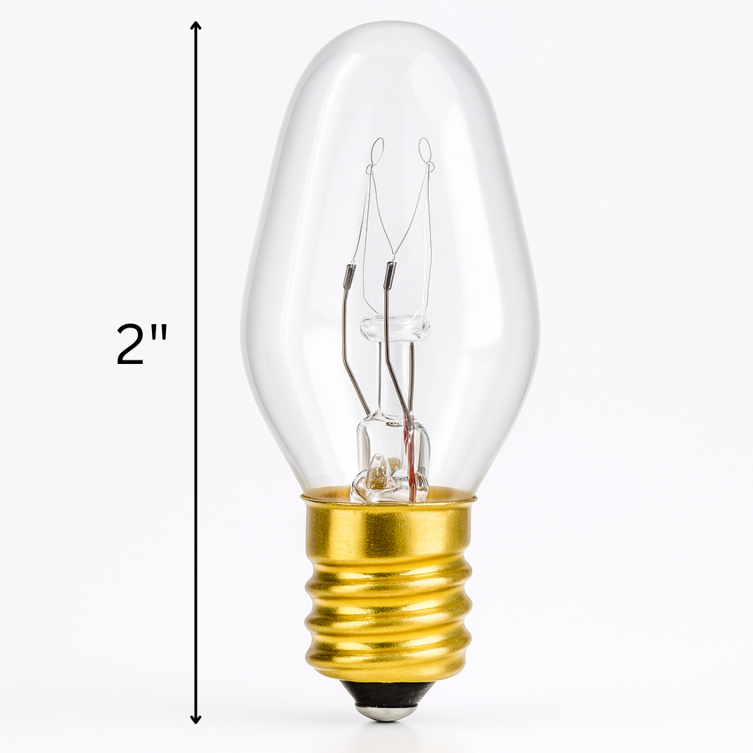 (5 PACK) C7 Clear 120V 4W Bulb – E12 Candelabra Base Night Light Bulb – Replacement for Salt Lamps, String Lights, Wax Warmers & Holiday Decorations