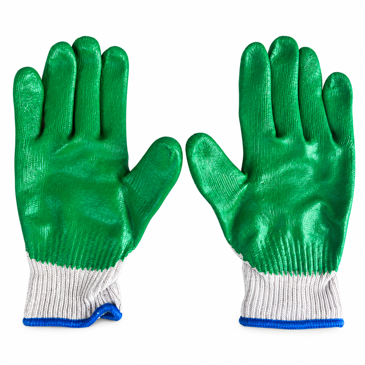 Green Latex Palm Coated Work Gloves with Textured Grip, Breathable Knit Back, Elastic Wrist Cuffs, Heavy Duty Grip Gloves for Construction, Gardening, Warehouse & General Work – 1 Pair