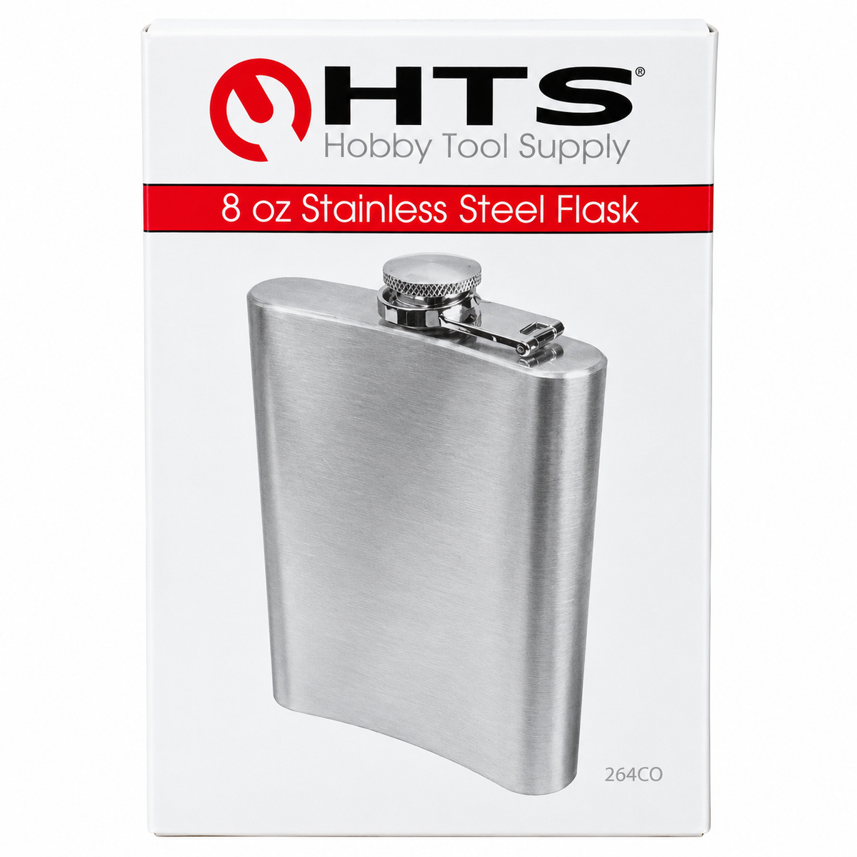 8 oz Stainless Steel Hip Flask with Attached Screw Cap – Brushed Silver Finish, Portable Pocket Flask for Camping, Travel, Outdoor Activities & Gifts