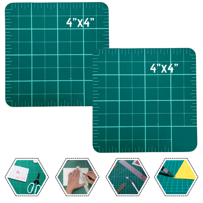 Self-healing Green Cutting Mat - 4" x 4" - Pre-marked Grid Lines (Pack of: 2) - CR-00-90404-Z02
