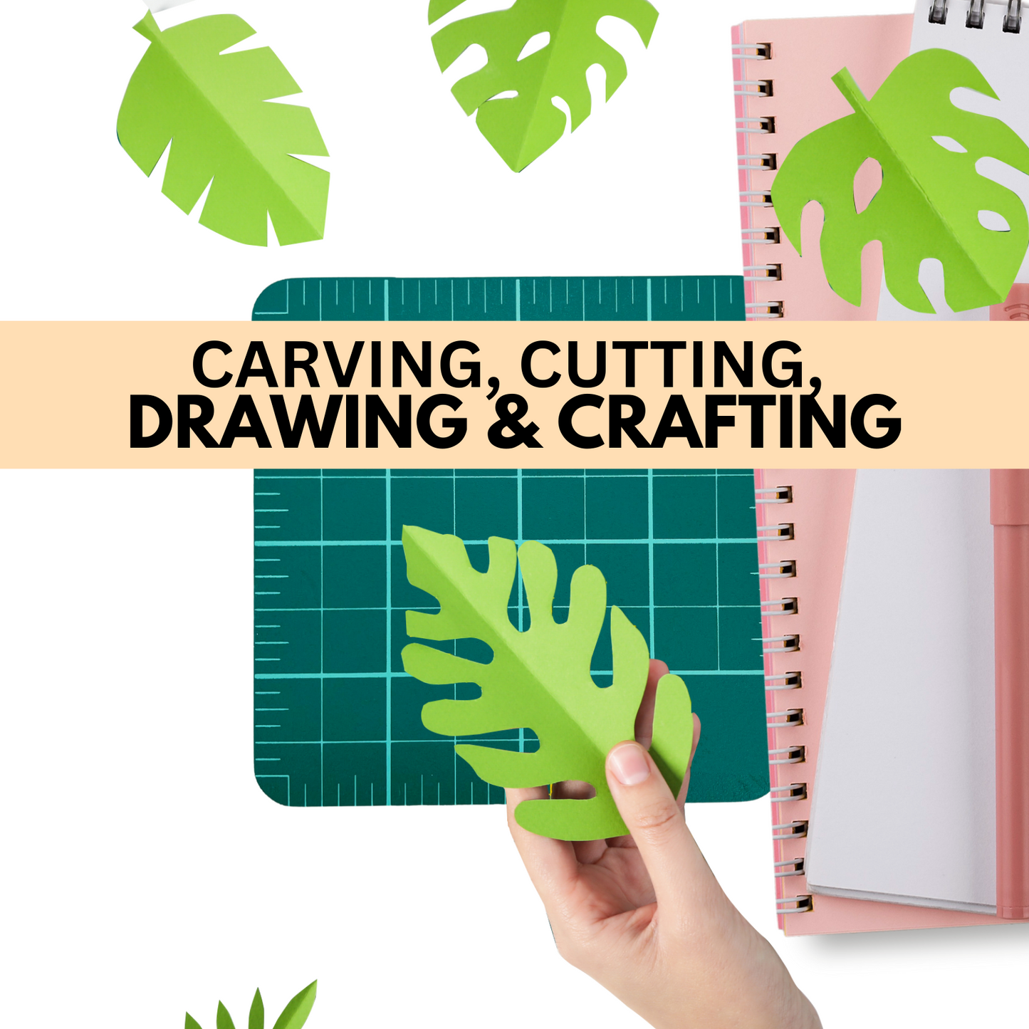 Self-healing Green Cutting Mat - 4" x 4" - Pre-marked Grid Lines (Pack of: 2) - CR-00-90404-Z02