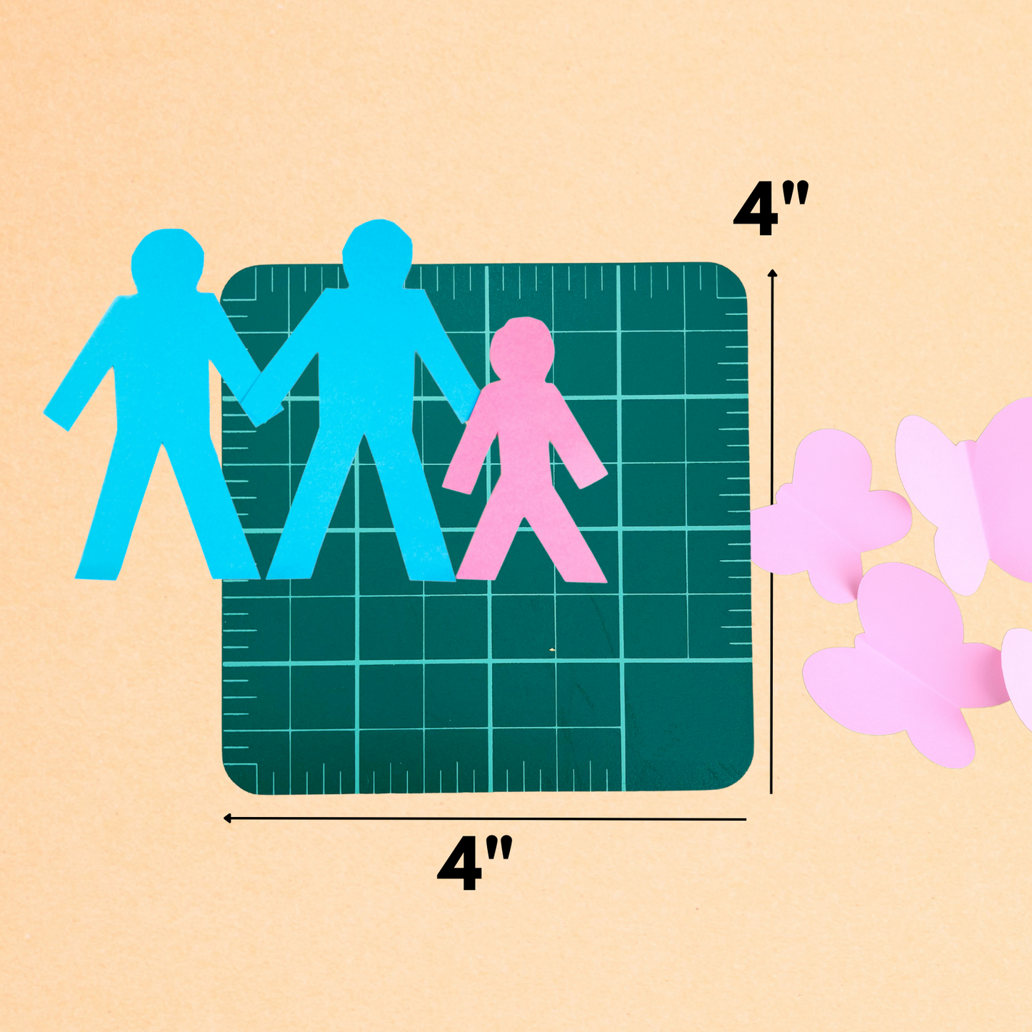 Self-healing Green Cutting Mat - 4" x 4" - Pre-marked Grid Lines (Pack of: 2) - CR-00-90404-Z02