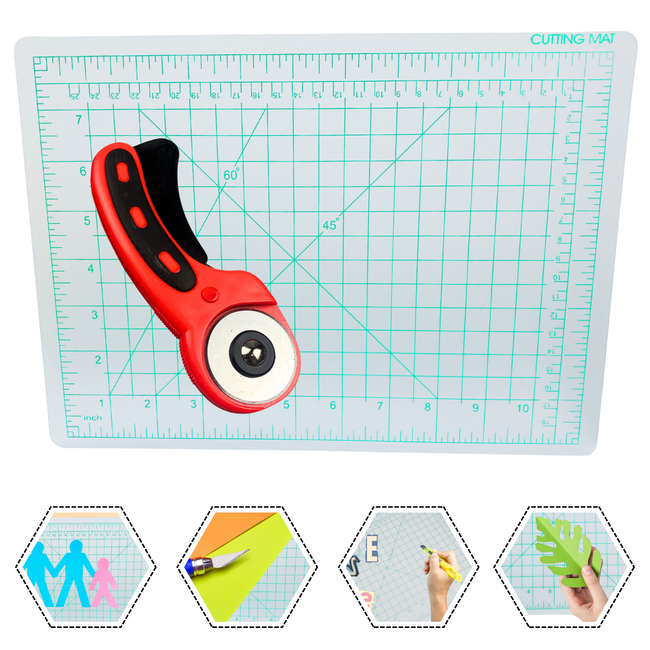 Self-Healing Cutting Mat & Rotary Cutter Combo – Durable Craft Cutting Mat with Precision Rotary Cutter | Sewing, Quilting, Craft & DIY Cutting Set