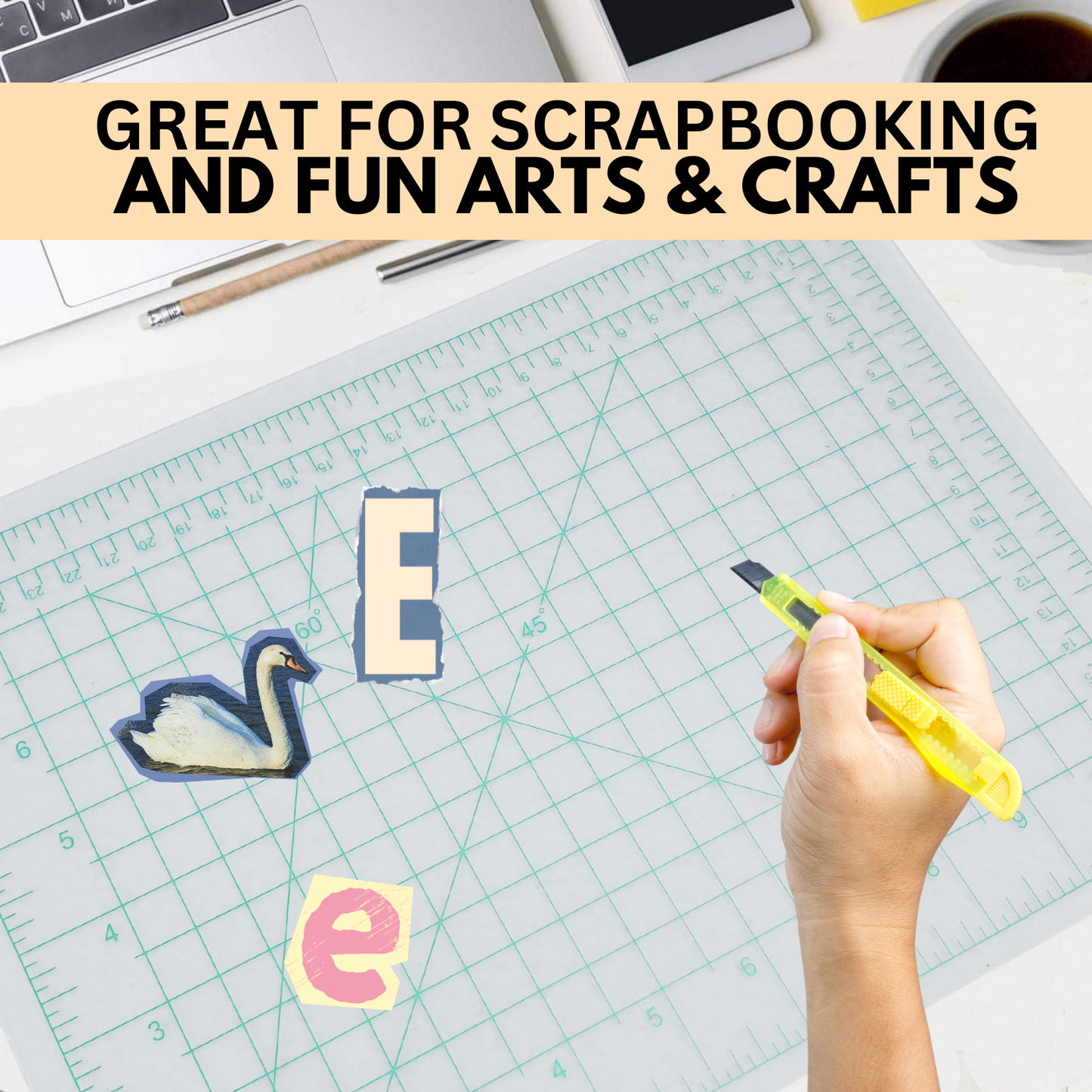 Self-Healing Cutting Mat & Rotary Cutter Combo – Durable Craft Cutting Mat with Precision Rotary Cutter | Sewing, Quilting, Craft & DIY Cutting Set