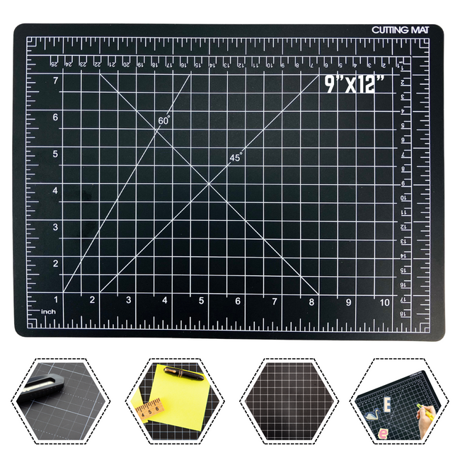 9  X 12 Inch  Self-Healing Black Cutting Mat With Pre-Marked Grid Lines  - CR-00-91913