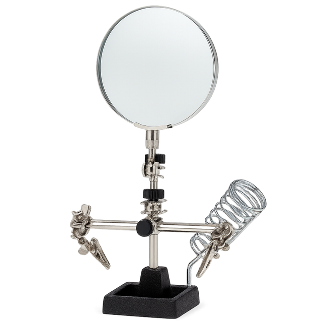 Helping Hands Soldering Station with 3.5" Magnifier – 2X Lens, Alligator Clips, Coil Holder & Heavy Base for Electronics, Jewelry & Hobby Work