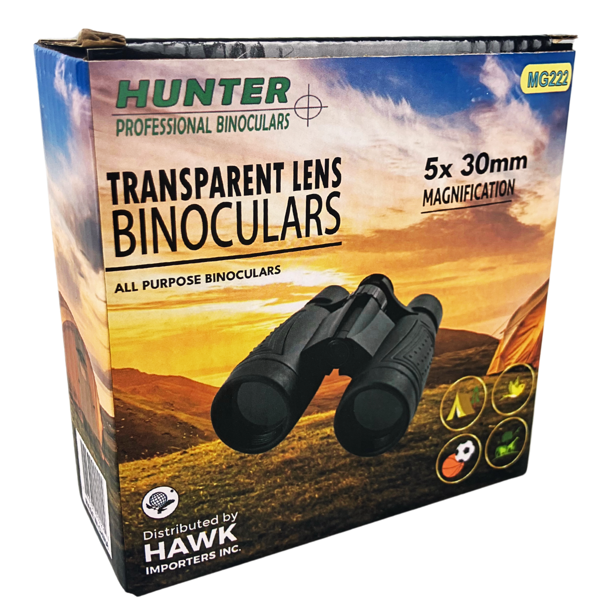 Sporty Black Binoculars With 5X power, and 30mm Clear Lenses  - MG-B-00222