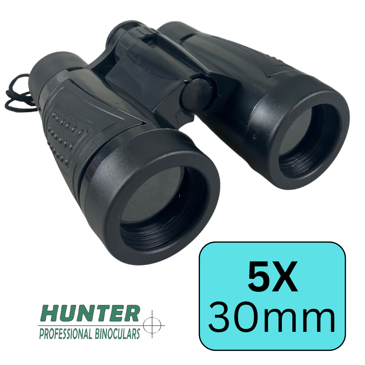 Sporty Black Binoculars With 5X power, and 30mm Clear Lenses  - MG-B-00222