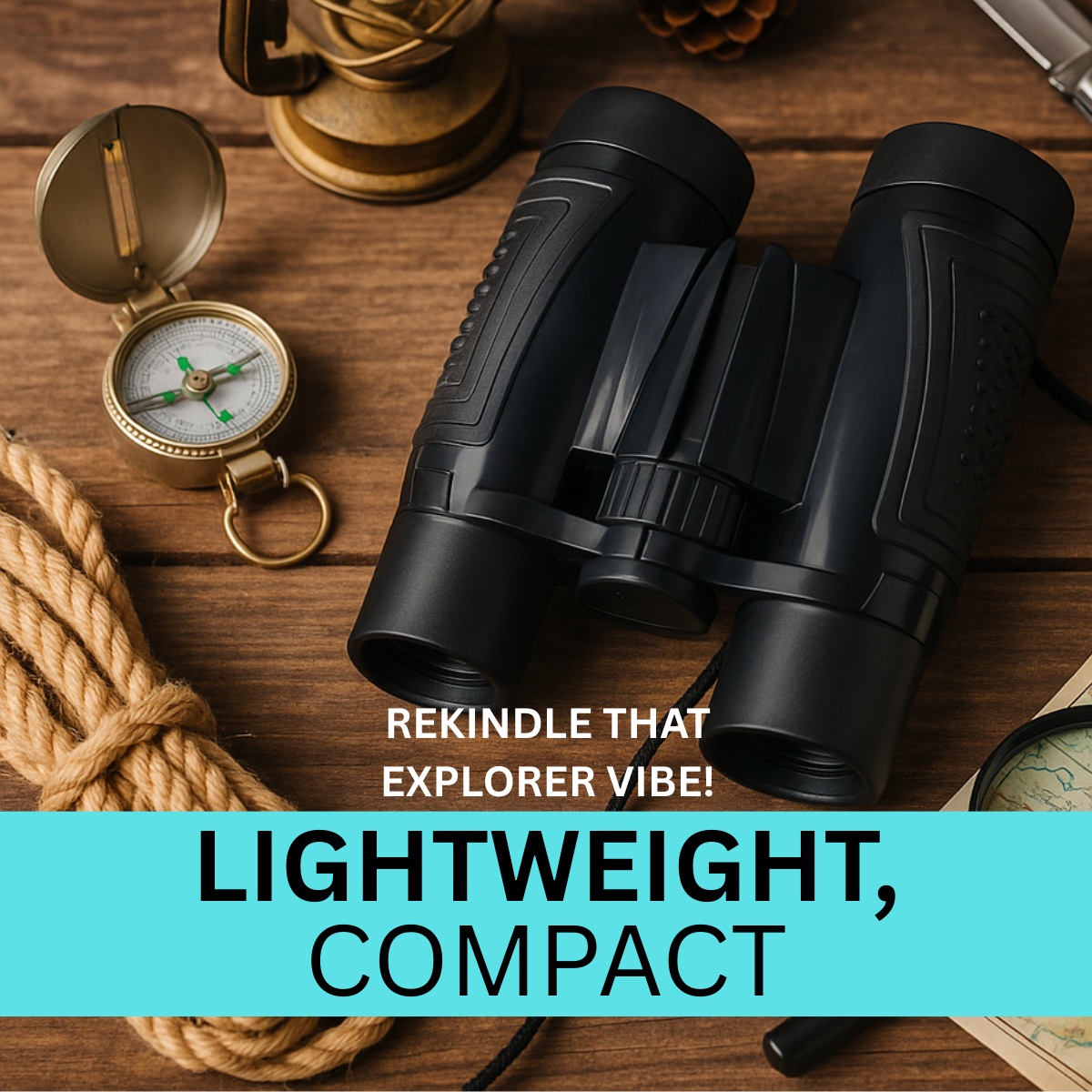 Sporty Black Binoculars With 5X power, and 30mm Clear Lenses  - MG-B-00222