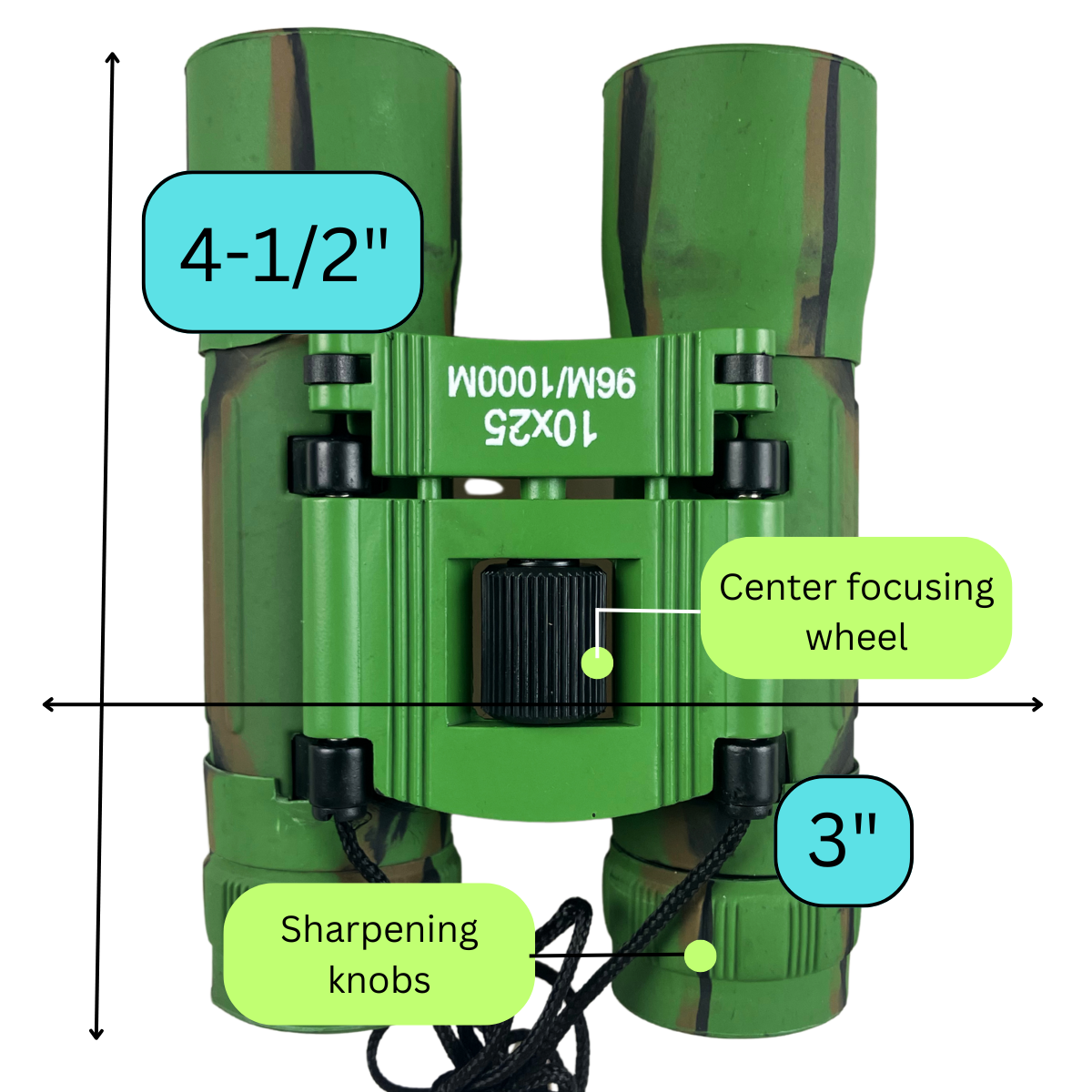 Hunter 10x25 Compact Ruby Lens Binoculars – Camo Green All-Purpose Outdoor Binoculars for Hiking, Camping, Sports – Lightweight, Includes Neck Strap & Pouch – MG230RC